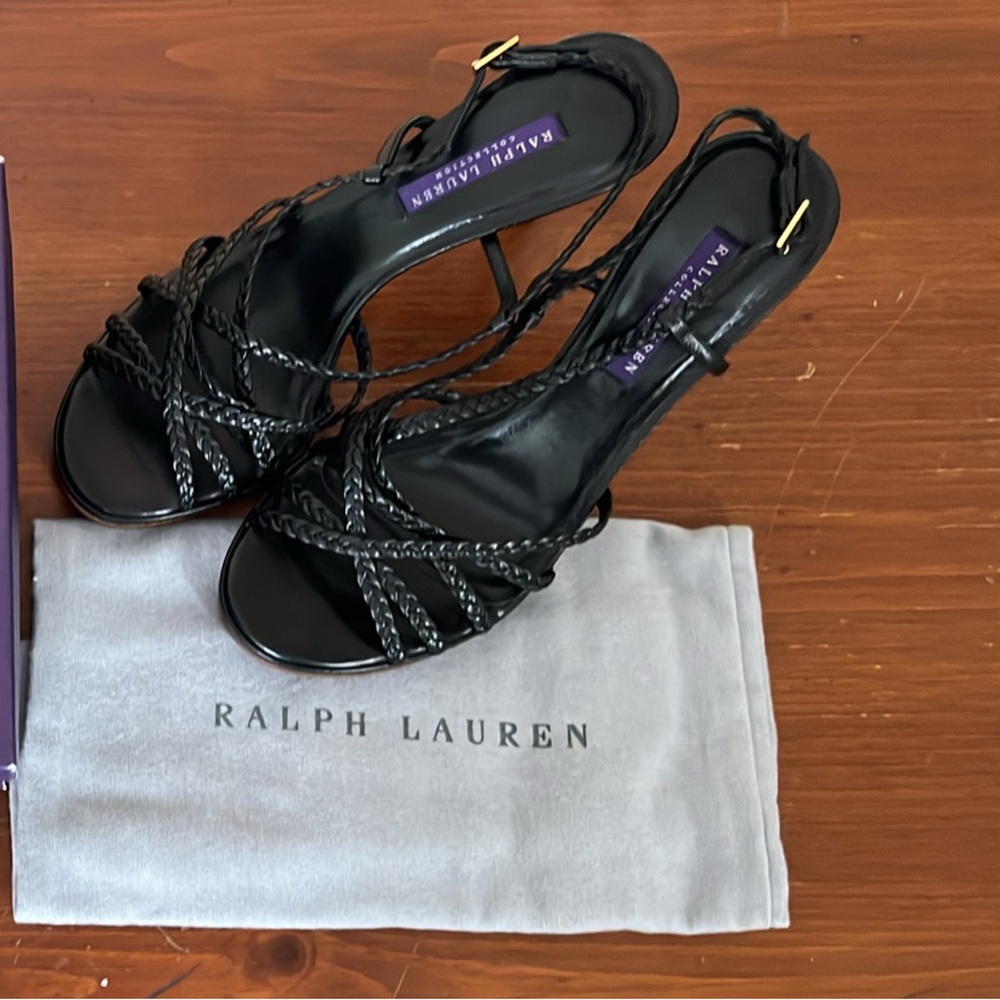 Ralph Lauren Purple Label Women's Braided Black Sandals